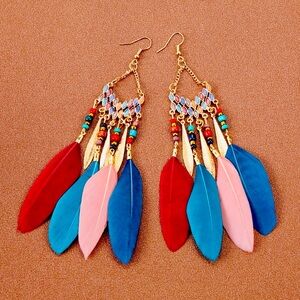 A beautiful golden and colorful earring for sale, limited edition,free shipping!